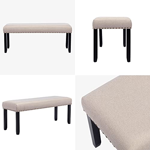DUHOME Banc Banquette Design Classique, Banc de Couloir Rembourré avec Housse en Lin Pieds avec Pieds en Bois -pour Chambre Salle à Manger Salon Couloir Piano,Beige - Les Beatles, Paul McCartney, John Lennon, RIngo Starr, George Harrison DUHOME Banc Banquette Design Classique, Banc de Couloir Rembourré avec Housse en Lin Pieds avec Pieds en Bois -pour Chambre Salle à Manger Salon Couloir Piano,Beige – Image 5