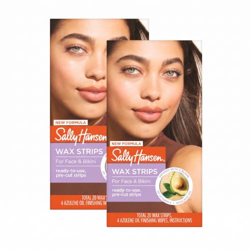 Sally Hansen Wax Kit Wax Strips for Face &amp; Bikini| Vegan, Dermatologist Tested, Long-Lasting Smooth Skin | 20 Count (Pack of 2)