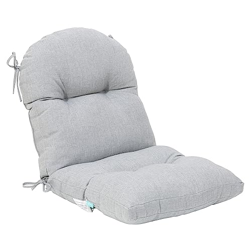 Image of QILLOWAY Tufted Outdoor Chair Cushion Set of 4, Waterproof 43x20x4 Inch Non Slip Replacement Pad for Wicker Lounge Patio Furniture, Gray, White