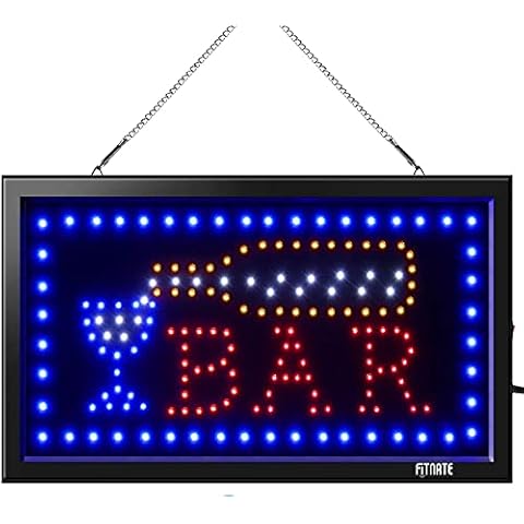 FITNATE LED BAR Sign,48.5x25.5Cm Business BAR Sign Advertisement Board Electric Display Sign,with 2 Modes Flashing & Steady Light for Bar,Business,Walls,Window,Shop,Hotel Cover
