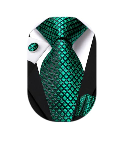 Image of Hi-Tie Mens 70inches Tie Set Extra Long Necktie for Men Cufflinks Handkerchief Big Tall Men Business Wedding