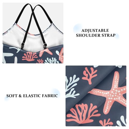 ALAZA Starfish Colorful Blue Coral Reef Girls Swimsuit Bathing Suit Beach Swimwear One Piece 3-10T3