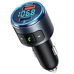 Bluetooth FM Transmitter, V5.0 Bluetooth Car Adapter, Bluetooth Radio Car, MP3 Player QC3.0 Quick Charge, Hands Free Calling, 2 Playing Modes, Blue led Display, Black, Medium (BH347)