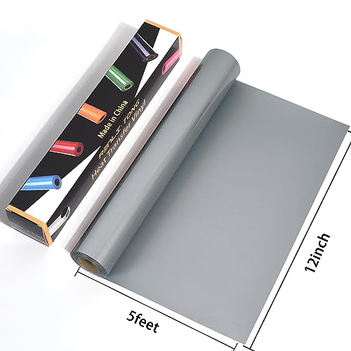 Image of RENLITONG Silvery Iron on Vinyl - 12Inch by 5ft Roll HTV Heat Transfer Vinyl for T-Shirt HTV Rolls for All Cutter Machine - Easy to Cut & Weed for Heat Transfer Design