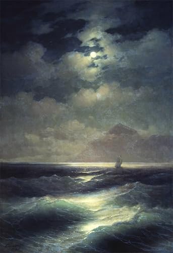 Cuadro de lienzo del mar de Ayvazovsky para transformar tu salón con arte clásico de 60x90cm