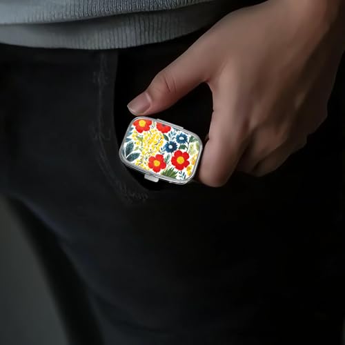Image of Pill Box-2 Compartment Small Pill Case Portable for Pocket & Purse Single Pill Carrier Pill Container to Hold Vitamins Medication Fish Oil and Supplements BPA-Free