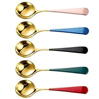 Algopix Similar Product 2 - FRCOLOR Round Teaspoons 5Pcs Stainless