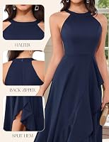 AOCZZ Neckholder Abendkleid Damen Lang für Hochzeitsgast Vokuhila – Ansicht 6