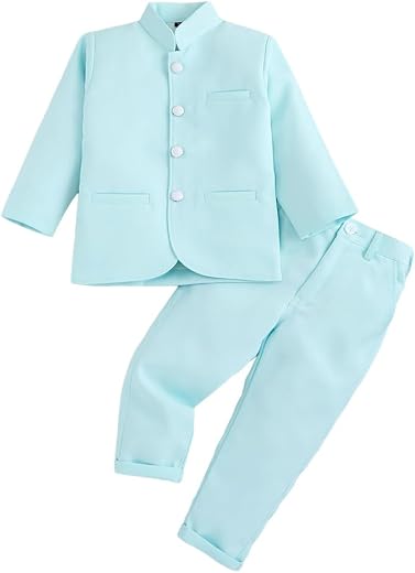 Hopscotch Boys 2-Pc Solid Blazer &amp; Pants in Aqua Color