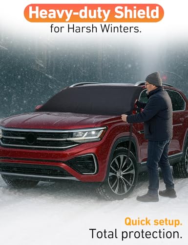 Image of EcoNour Car Snow Cover Compatible for Volkswagen Atlas | Windshield Cover for Ice and Snow with S-Hook Straps | Heavy-Duty 600D Oxford Winter Car Cover, Waterproof & Anti-Slip