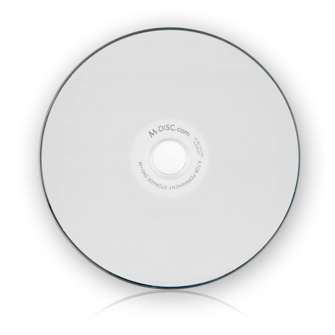 M-Disc DVD 4,7 GB | Langzeitarchivierung | 1000 Jahre Lebensdauer | Hitze- und wasserbeständig | weiß Inkjet bedruckbar | 25er Spindel
