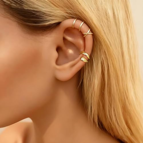 Image of Ear Cuffs Non Piercing Chunky Ear Cuff Earrings for Women Non Tarnish Clip on Cartilage Earrings Trendy Jewelry No Pierced Ears Fake Earring Set Fashion Accessories Jewelry Birthday Gifts