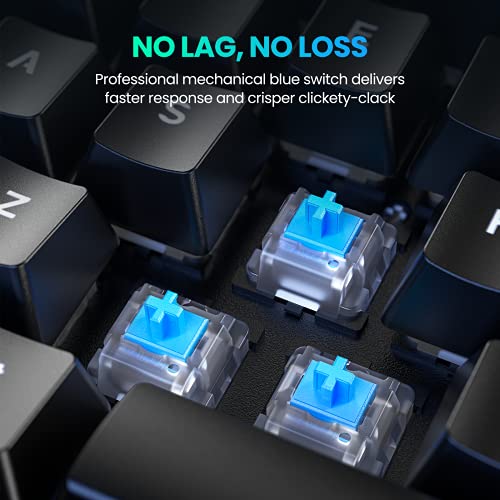 PICTEK TKL Mechanical Gaming Keyboard, RGB LED Rainbow Backlit 60% keyboard with Blue Switches, 27 LED Lighting Modes 87 Keys Keyboard, 100% Anti-Ghosting Tenkeyless Keyboard for Windows PC/MAC Games - Thumbnail 4