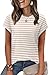 WIHOLL Womens Tops Casual Short Sleeve Sweater Crew Neck Cute Summer Outfits Beach Vacation Clothes Business Casual Tops Sweater Vest Loose Fit Fashion Clothing Striped M
