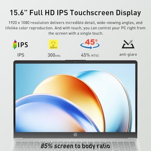 HP FHD IPS Touchscreen 15.6" Anti-Glare 300 nits Laptop, AMD Ryzen 7520U CPU, 1TB SSD, Webcam w/Shutter, AI Noise Reduction, Microsoft Copilot, Win11 Home, w/Laptop Cooler, Silver - 2