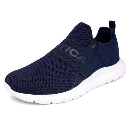 Nautica Men's Casual Fashion Sneakers Wide Width Slip-On-Walking Shoes-Lightweight Loafers-Tobin-Navy Mono-11