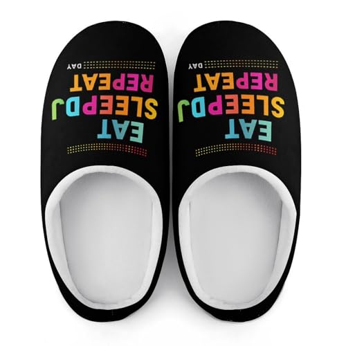 Eat Sleep Dj Repeat Cotton Slipper for Adult Men House Warm Shoes Slip On Memory Foam for Indoor Outdoor4