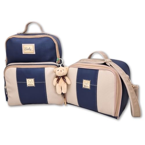 Kit Mochila Maternidade e Térmica Bebê Enxoval Menino Menina + Trocador Miellu - Linha Deluxe (Azul)