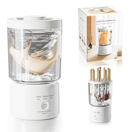 Image of Portable Mini Washing Machine, Underwear Washing Machine Small Clothes Washer Makeup Brush Cleaner (White)