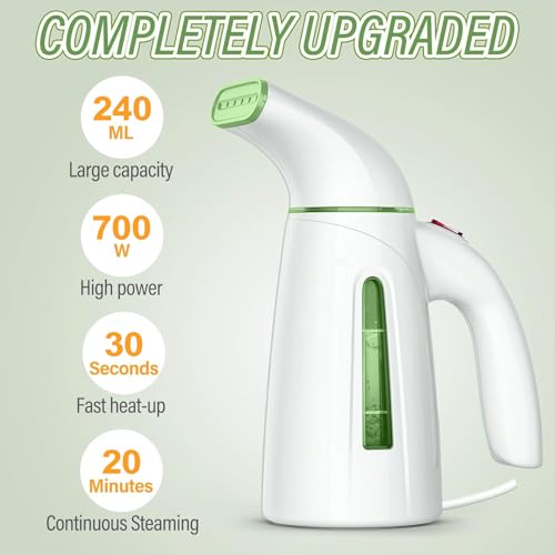 Image of OGHom Steamer for Clothes, Portable Handheld Clothing Garment Steamer, 240ml Large Capacity 700W Travel Steam Iron 30 Second Fast Heat Up (Pale Green)