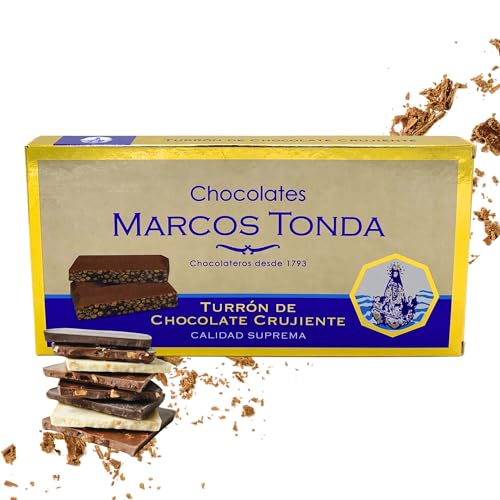 Turron Marcos Tonda – Turron Chocolate Crujiente | Chocolate 250g | Turron Duro Gourmet | Chocolates Originales Para Regalar | Desde 1793