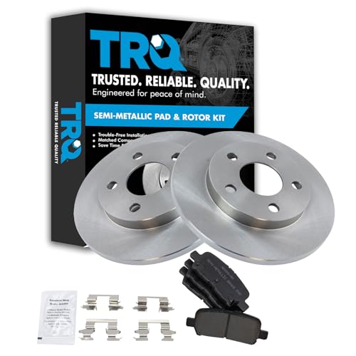 Image of TRQ Rear Brake Pad and Rotor Set Semi Metallic Solid Rotors