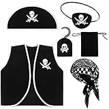 Bencailor 6 Pcs Kids Pirate Costume Accessories Set for Kids Pirate Role Play for Boys Toddlers Girls Halloween Party Cosplay Dress up