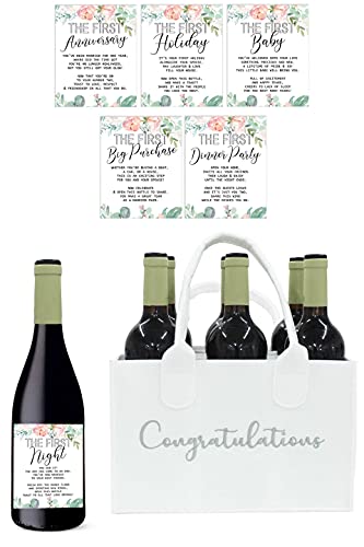 Milestone Wine Labels and Gift Bag: 6 Bottle Congratulations Wedding Wine Crate with Wedding Milestone Stickers (Wine Labels and Case)