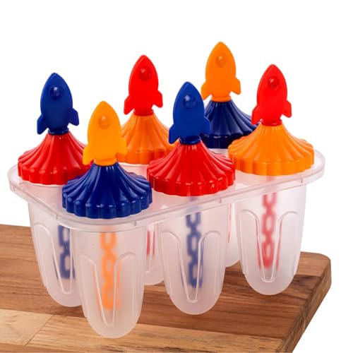 Image of FIGMENT Set of 6 Plastic Ice Pop Makers, Homemade Reusable Ice Popsicle Makers, Ice Pop Makers, Frozen Ice Cream Moulds BPA Free Tray Kulfi Candy Ice Lolly Mold, Kulfi Candy for Children (White)