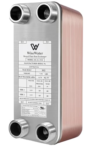 AB Plate Heat Exchanger 4x12 30 Plates Water To Water Heat Exchanger Copper/SS316L Stainless Steel Brazed Plate Heat Exchanger For Floor Heating Water Heating Snow Melting