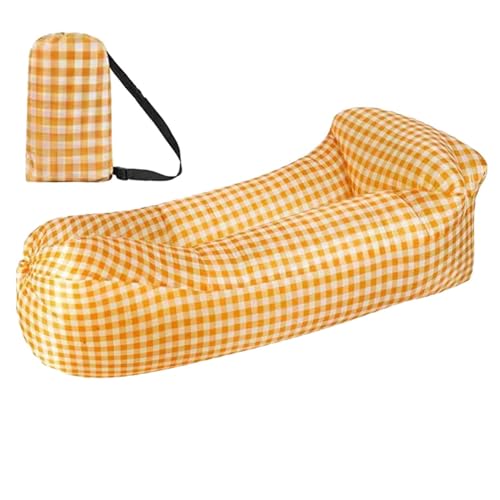 Generico Tumbona de aire reclinable hinchable para patio y parque | Sofá de aire plegable compacto para adultos, no necesita bomba, sofá perezoso para exteriores o relajación