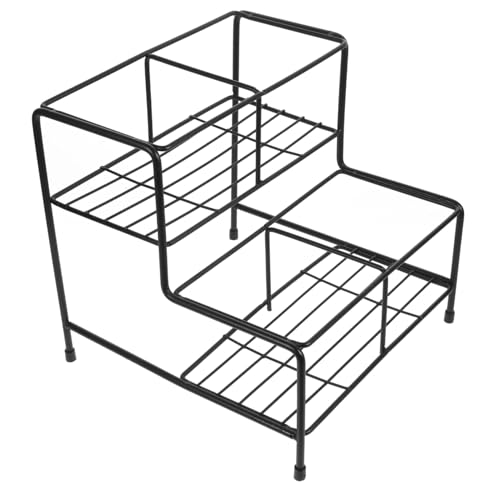 ULTECHNOVO Soporte de Hierro para Botellas de Jarabe de Café Organizador de Almacenamiento de Compartimentos Resistente y Multifuncional para Cocina Cafetería y Hogar