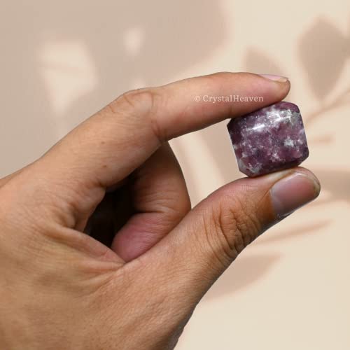 Image of Certified Lepidolite Crystal Healing Tumbled Stone, Natural Polished Crystals for DIY Crafts, Manifestation, Meditation, Pooja Feng Shui and Reiki Healing (30 Grams)