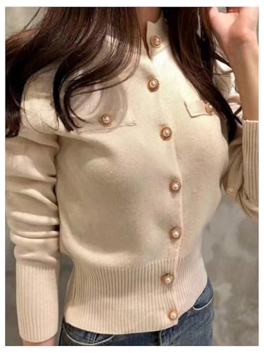 GORGLITTER Women's Button Up Tweed Cardigan Sweaters Long Sleeve Cropped Cardigans4