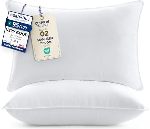 Utopia Bedding Pillows 2 Pack, (UK Standard, White) Hotel Quality...