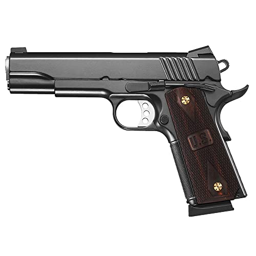 Cool Hand 1911 Wood Grips, Screws Included, Full Size(Government/Commander), Checker Diamond Cut, Ambi Safety Cut (Brown W/Us Logo) #TOP1