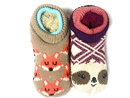 3 Pack fuzzy Fun Slipper Socks Women's Shoe Size 4-10 ~ Safety Dots Non-Slip Grippers2