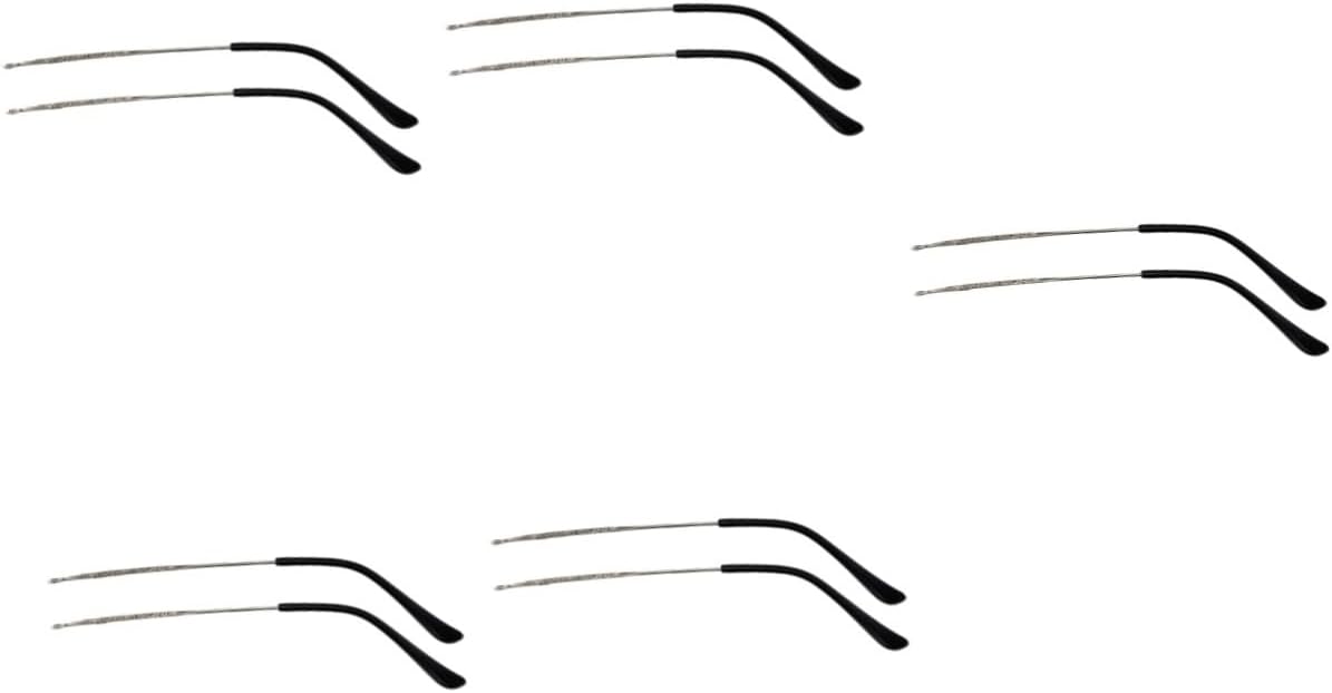 Beavorty 5pairs Metal Replacement Temples for Eyeglasses Easy Install Silver Glasses Arms for Repair Lightweight and Comfortable Eyewear Accessories