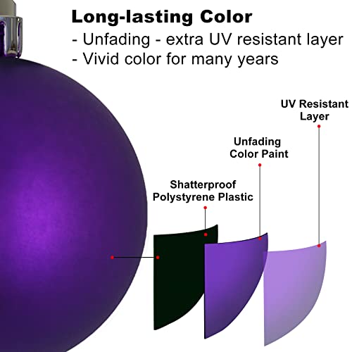 Purple 3.2" Large Christmas Balls - Christmas Tree Decoration Ornaments Shatterproof Hanging Balls For St Patrick's Day Easter Valentine Decorations Set Of 24Pcs #TOP3