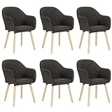 WOLTU 6 X Chaises de Salle à Manger Chaise de Cuisine Gris Clair,Chaises de Chambre Chaise de réunion en Similicuir et Bois Massif Anthracite BH336an-6