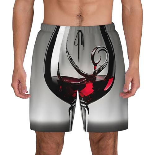Wine Glass Men's Soft Double Swim Shorts, Lounge Swiming Shorts Pants Breathable Summer
