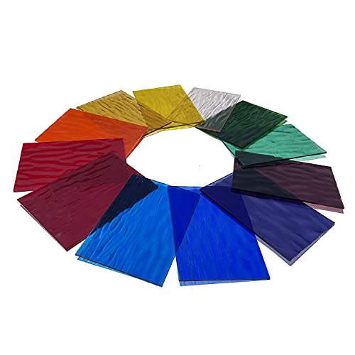 Unicoshape 12 Sheets Stained Glass Sheets Pack, 6" X 4" Cathedral Glass, Art Glass, Mosaic Glass Tiles For Crafts, (Mixed Texture) #TOP2