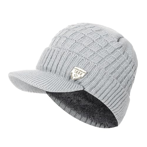 Gorro cálido unisex de punto grueso con forro de piel y etiqueta 1998