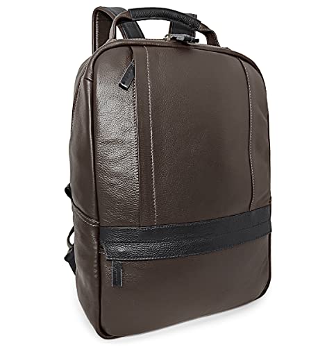 Mochila Executiva Masculina De Couro Legítimo Para Notebook Cor:Marrom
