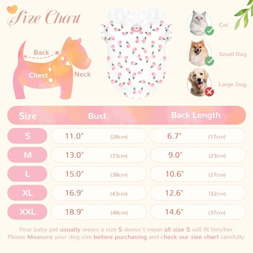 Abrrlo Cute Dog Shirts For Small Dog Clothes Girls Pink Puppy Cat Shirts With Harness D Ring Floral Female Doggy Outfits Pet Clothes For Mini Dachshund Shih Tzu Teacup Chihuahua Maltese thumb #5