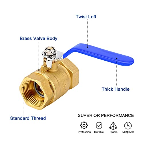 1" Npt 2Pcs Full Port Forged Brass Ball Valves, Full Port Heavy Duty Brass Ball Valve Shut Off Switch For Water And Oil #TOP2