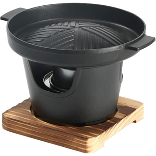 otoye 鋳物鉄製で専用木台付き。固形燃料対応の一人用サイズ,アウトドアや家庭のホームパーティーに最適。業務用級の耐久性と卓上での使いやすさを兼ね備え,実用的焼肉器具です。 (B)
