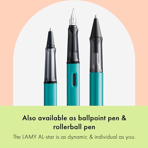 Image of Lamy AL-star Tourmaline Fountain Pen with LH Steel Nib in Line Width M | Lamy Fountain pen with ergonomic handle - lightweight aluminium housing - incl. LAMY T 10 ink cartridge blue