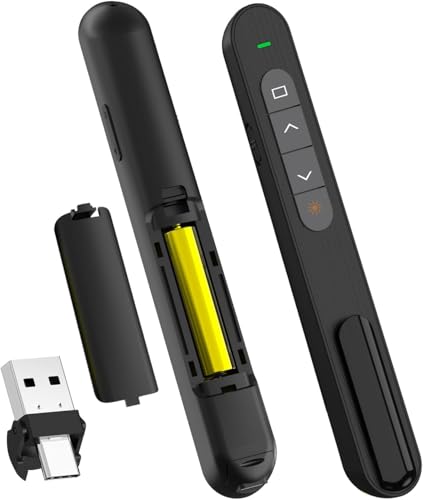 Image of Rts Laser Pointer Presentation Clicker USB /Type-C 2 in 1 for PPT PowerPoint Clicker Hyperlink Volume Control Wireless Presenter RF 2.4GHz USB Presentation Remote Control for Keynote /PPT /Mac /PC /Laptop