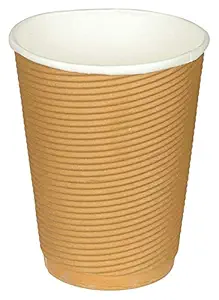 SANWALSA (350 ml,Brown, 12 Oz- Pack of 25-Piece Paper Disposable Ripple Cup Ecofriendly, Safe & Hygienic for Juice,Coffee,Tea,Home,Office,Party & Wedding Events
